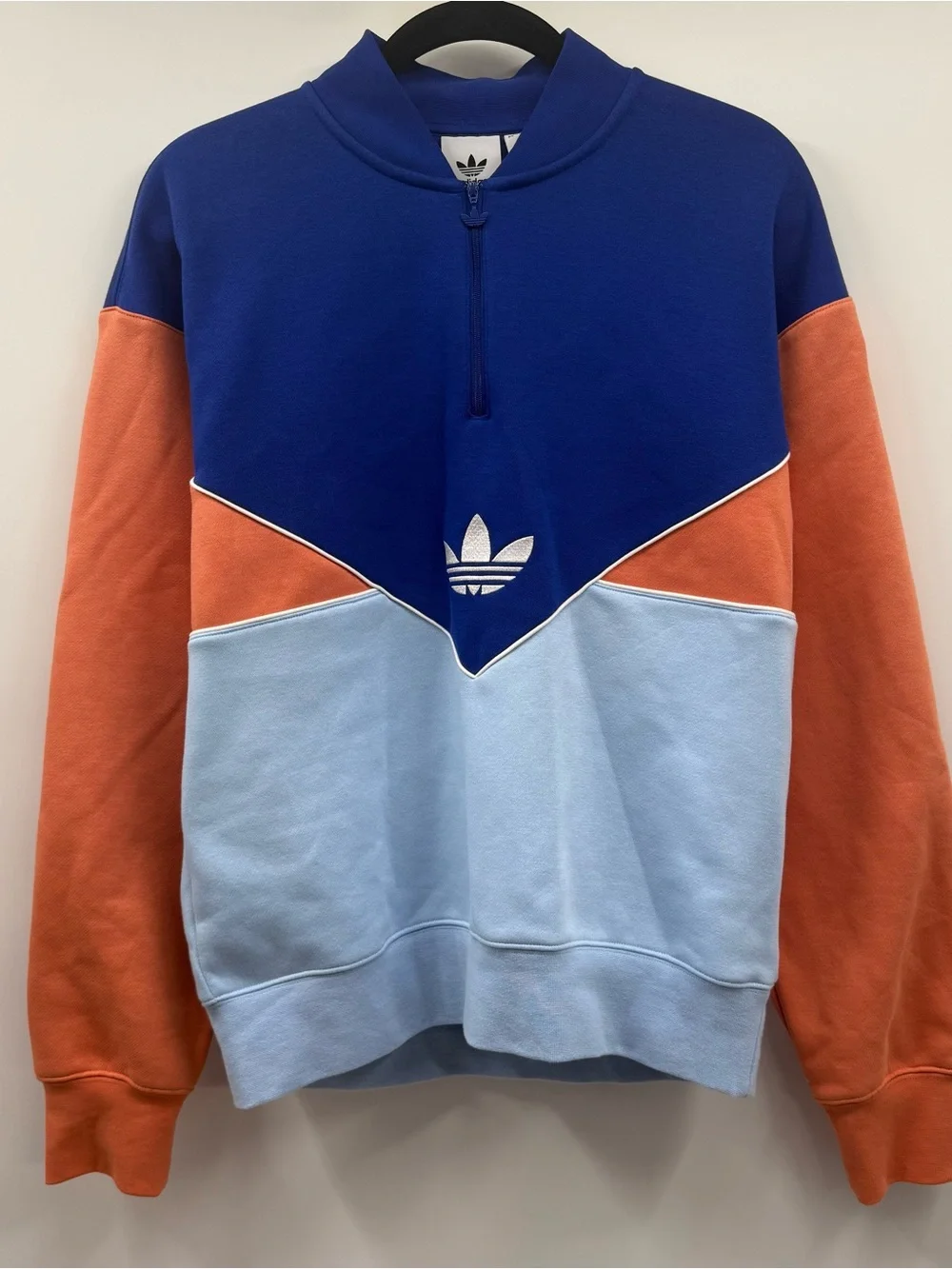 adidas Colorblock Lightweight Shirt Jacket in Blue, Light Blue & Orange